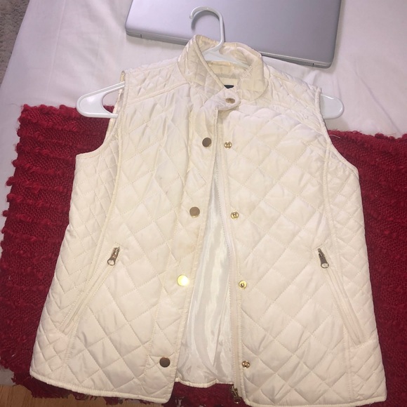 Jackets & Blazers - cream vest with gold buttons and zipper